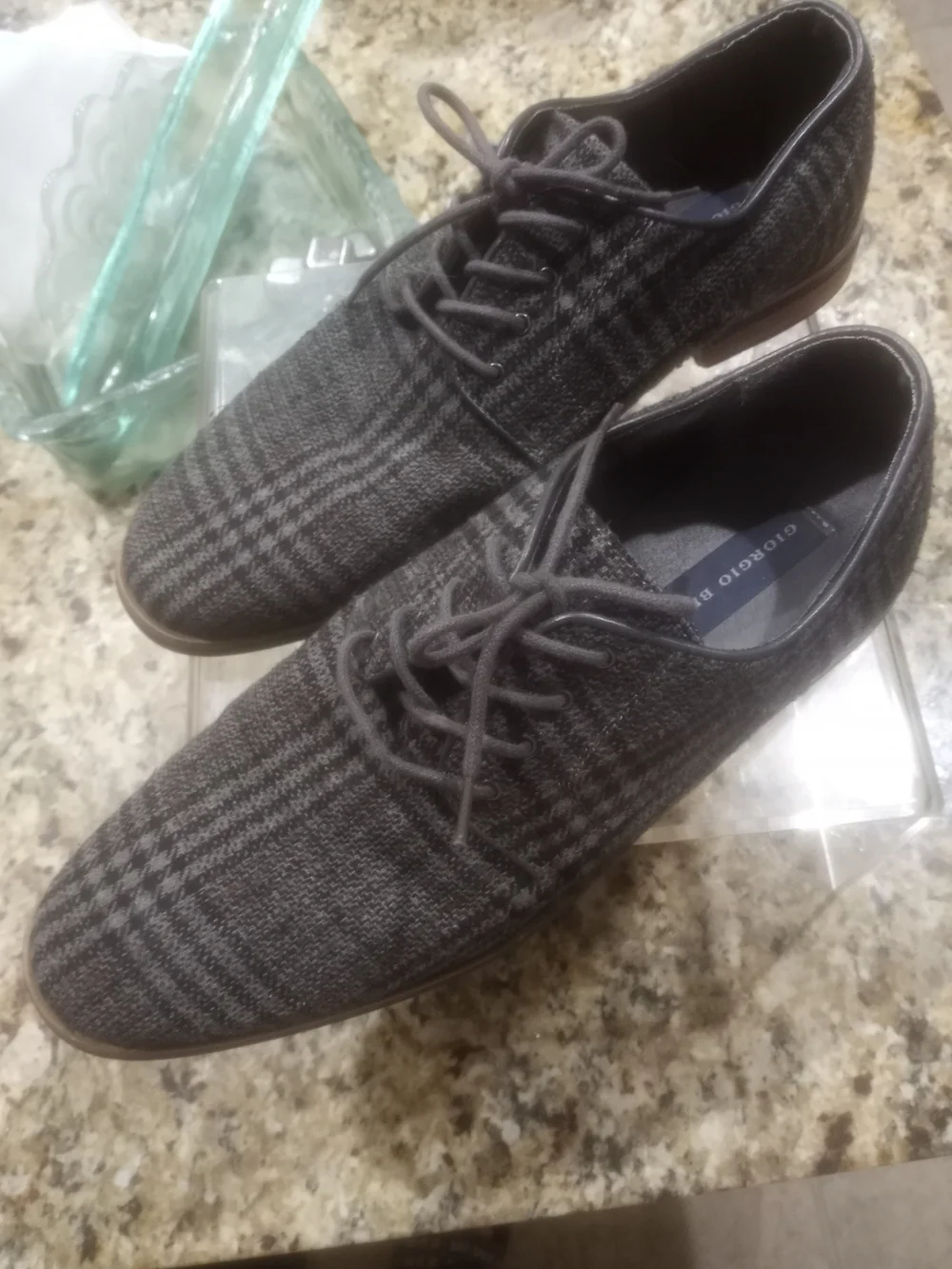Giorgio Brutini Gray Plaid Lace-Up Men's Dress Shoes